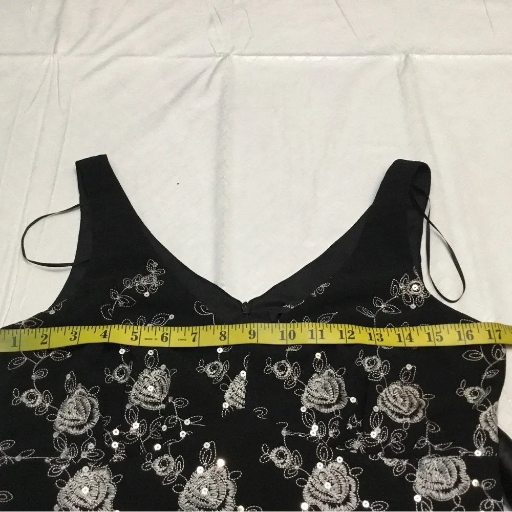 R&M Richards Black Dress with Silver Embroidery